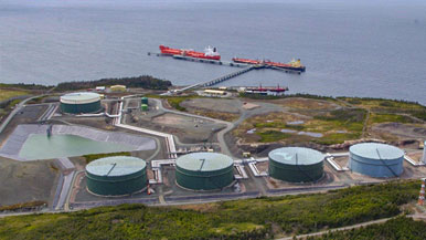 Aerial photo of the Newfoundland Transshipment Limited facility