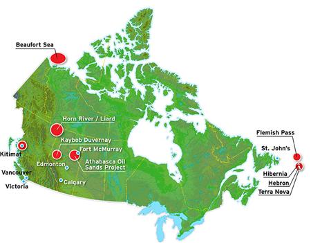 chevron canada operations map