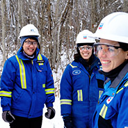 Chevron employees at well site in winter