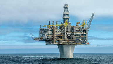 View of the Hebron platform off the East coast of Canada