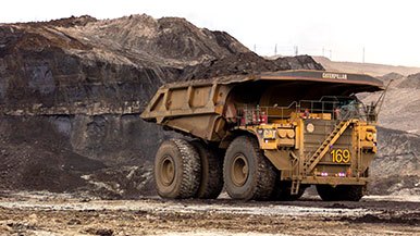 A large haul truck at the Albian oil sands mine