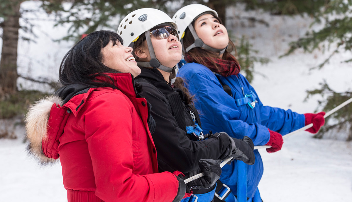 Women with climbing ropes at Banff Center