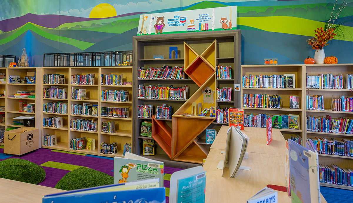 Library at the Fox Creek Multiplex, sponsored by Chevron