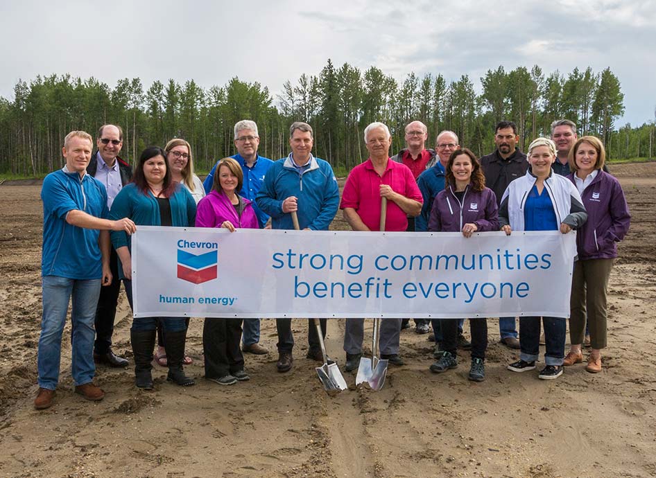 Chevron Canada leadership team and Fox Creek officials at the office ground breaking