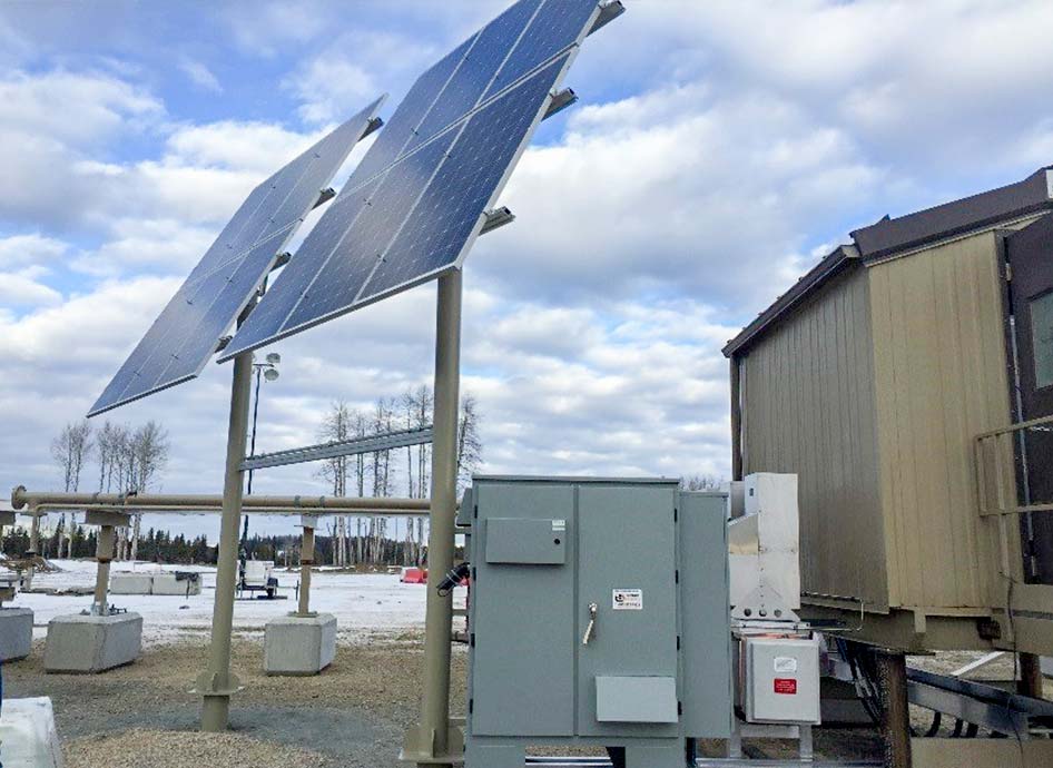 Solar panels at a Chevron well site in Northern Alberta