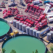 Aerial of a hydraulic fracturing site