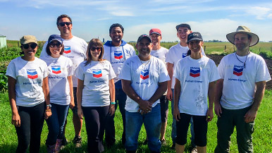 Chevron employees volunteering at Garden of Eat'n