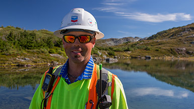 Chevron employee in the British Columbia wilderness