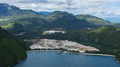 Aerial photo of Bish Cove near Kitimat, BC