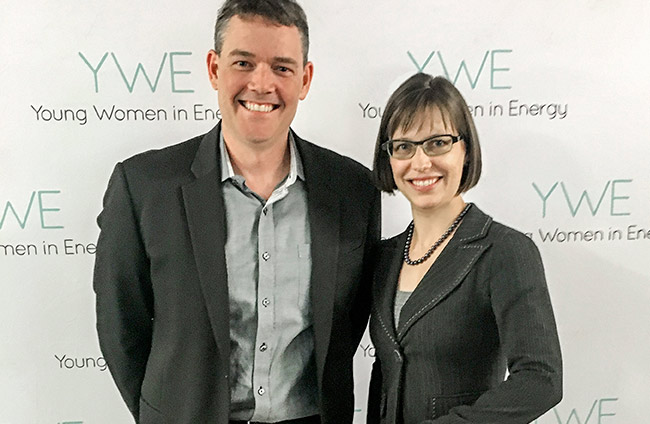 Chevron Canada President Jeff Gustavson joins Katherine Sinex at the Young Women in Energy celebration in Calgary on November 24.