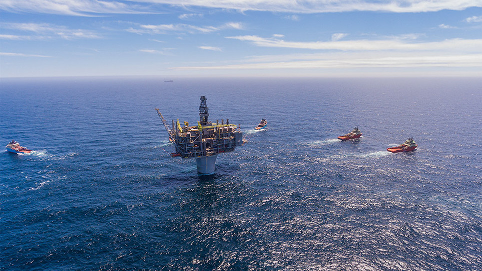 The Hebron Platform after being towed 350km from Newfoundland