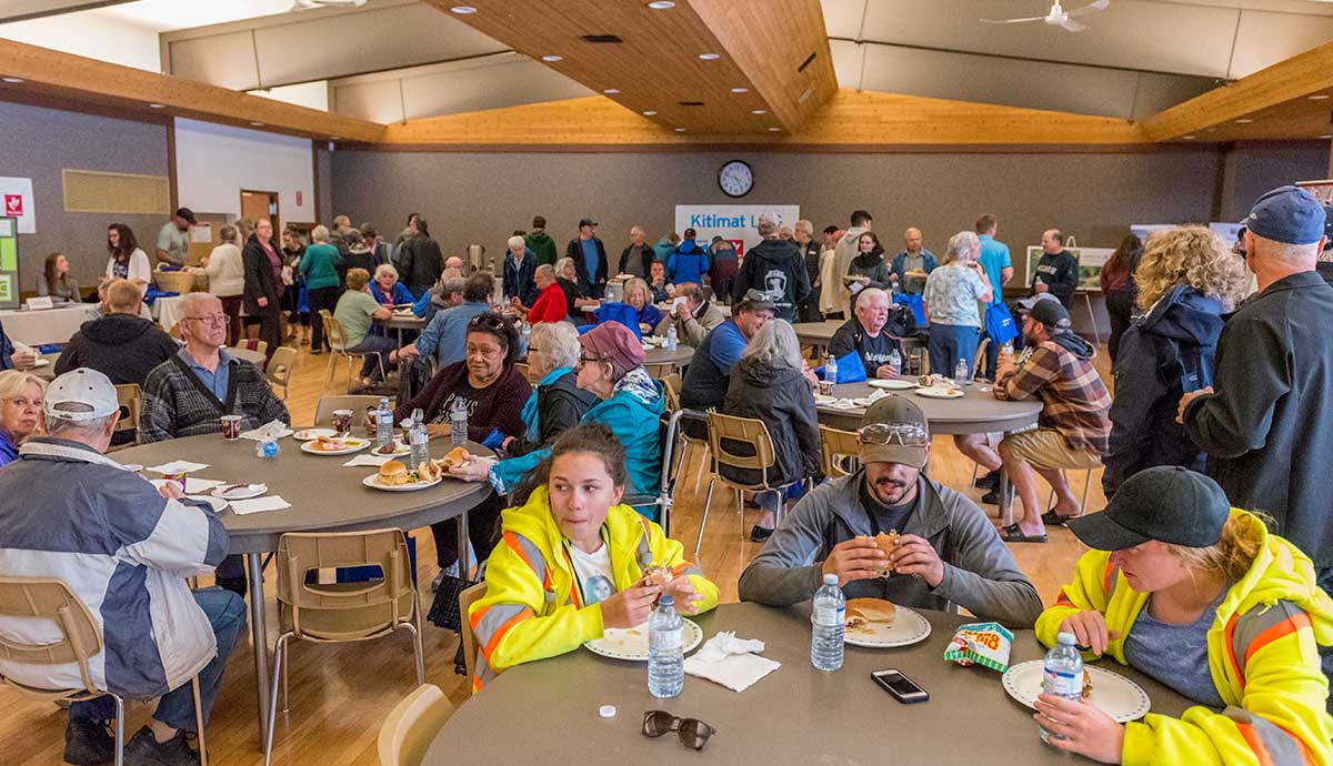 Kitimat residents eating and talking at the June 5 open house